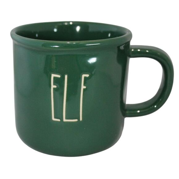 Rae Dunn Artisan Collection Magenta ELF Coffee Mug Cup Christmas Green & White - Picture 1 of 4